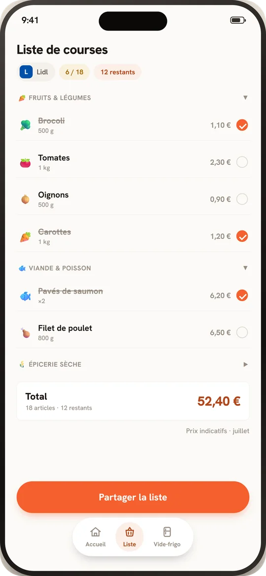 Mijo, la liste de courses chiffrée